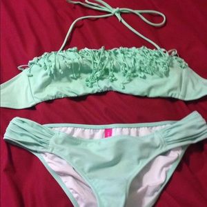 VS light green bikini w fun ruffle detail on top